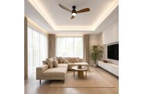Ventilateur de Plafond LED 18W CCT Noir et Effet Bois avec Télécommande Ø122cm