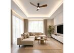 Ventilateur de Plafond LED 18W CCT Noir et Effet Bois avec Télécommande Ø122cm