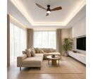 Ventilateur de Plafond LED 18W CCT Noir et Effet Bois avec Télécommande Ø122cm