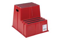 Manutan Expert - Marchepied Antidérapant 2 Marches Rouge - Charge Max 230kg - Polyéthylène - Idéal Entrepôt