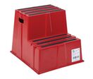 Manutan Expert - Marchepied Antidérapant 2 Marches Rouge - Charge Max 230kg - Polyéthylène - Idéal Entrepôt