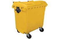 Manutan Expert - Conteneur Poubelle Jaune 770L - Plastique Recyclé 70% - 4 Roues - 10 Ans Garantie