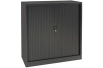 Manutan Expert - Armoire Basse à Rideaux Anthracite 100x105cm - 2 Tablettes 45kg - Sécurité Clé - M1