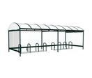 Abri Plus - Abri vélos Combrailles vitré 3 côtés - 8,12x2,43m Vert - Polycarbonate - 10 ans garantie