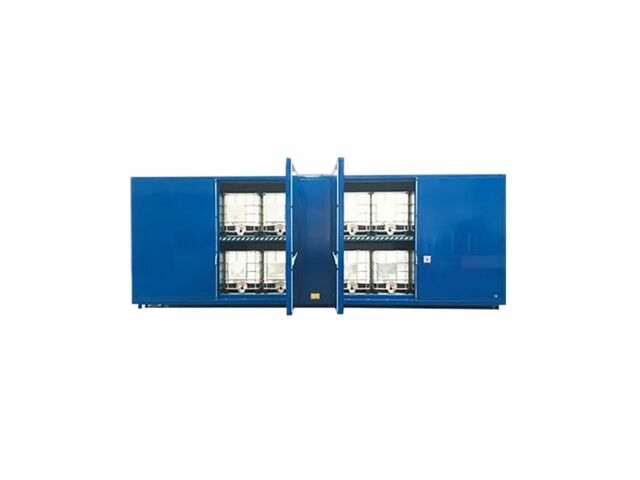 Conteneur coupe-feu 2h (REI120) pour 16 IBC sur 2 niveaux avec portes | CCCF2HS8-2IBCPB 