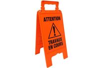 Novap - Chevalet de signalisation orange fluo "Travaux en cours" - 600mm - Polypropylène - Chantier Entrepôt Parking