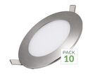 Pack de  10 - Downlight Dalle LED 6W Extra Plate Ronde - Blanc Neutre 4000K - 5500K / Aluminium