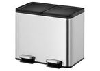EKO - Poubelle Tri Sélectif à Pédale Essential 2x15L - Inox/Plastique Argent - 30L Capacité