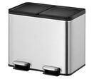 EKO - Poubelle Tri Sélectif à Pédale Essential 2x15L - Inox/Plastique Argent - 30L Capacité
