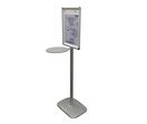 Porte-Message A4 Pied 133 cm + Tablette 25 cm Gris
