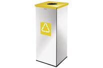 Alda - Poubelle de tri sélectif Prestige 60L - Métal Gris/Argent &amp;amp; Jaune - Tri facile et durable