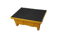 EMP - Bac de rétention plastique 70 L Jaune - Polyéthylène résistant acides bases - Caillebotis inclus - 3 fûts