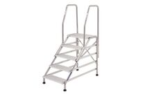 Tubesca-Comabi - Marchepied Fixe Aluminium 5 Marches avec 2 Rampes - Charge 150kg - Hauteur Accès 3m - Gris