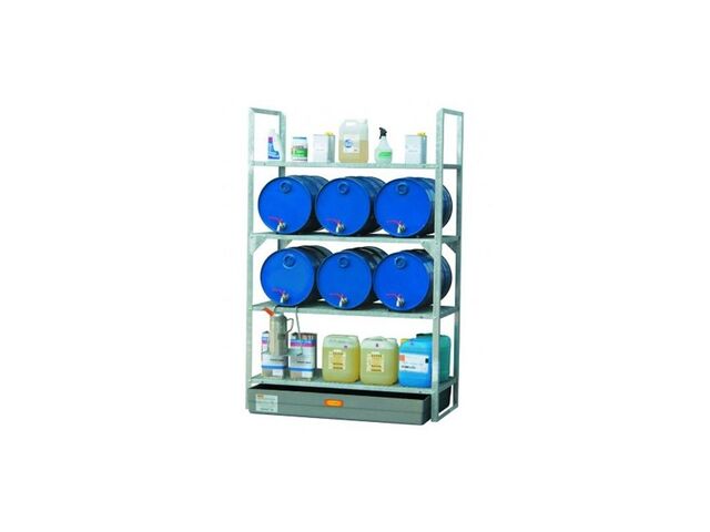 Rayonnage 540 avec cale-fûts pour 6 fûts 60 litres ou petits récipients - Pour produits non