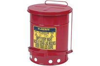 Justrite - Poubelle de sécurité rouge 38L à pédale - Acier - Conforme OSHA UL - Idéale déchets huileux