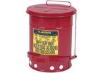 Justrite - Poubelle de sécurité rouge 38L à pédale - Acier - Conforme OSHA UL - Idéale déchets huileux