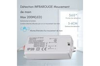 Mini Détecteur de Mouvement ON/OFF Infrarouge à Encastrer 200W max