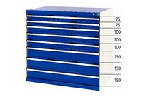Bott - Armoire Multitiroirs Atelier - 8 Tiroirs - Acier Gris/Bleu - 1050x750x1000mm - Charge 1500kg