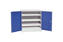 Manutan Expert - Armoire basse 3 tablettes - Acier Gris/Bleu - 1000x1000x500mm - Charge 700kg - Livrée montée