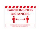 Signalétique Vinyle A4 " Gardons nos Distances" Texte Rouge Fond Blanc h.210 x l.297 mm
