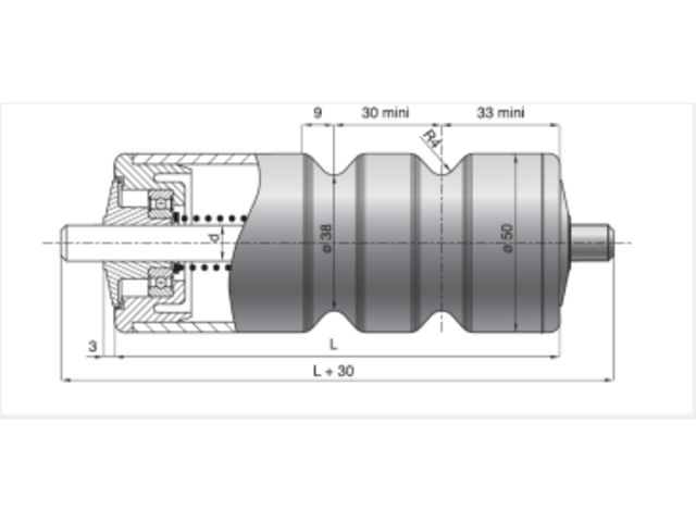Rouleaux de manutention embouts thermoplastiques à collerettes à excentration