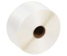 Manutan Expert - Feuillard Textile Collé Polyester Blanc 16mm - 850m - 440kg Résistance - Cerclage Palettisation