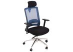 Manutan Expert - Chaise de bureau Maggi Synchrone Bleu Ergonomique - Têtière, Renfort Lombaire, 150kg, 8h/jour