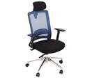 Manutan Expert - Chaise de bureau Maggi Synchrone Bleu Ergonomique - Têtière, Renfort Lombaire, 150kg, 8h/jour