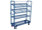 Variofit - Chariot haut 4 plateaux grillagés - 250 kg - 1815x550mm - Bleu - Robuste et Ergonomique