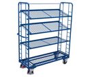 Variofit - Chariot haut 4 plateaux grillagés - 250 kg - 1815x550mm - Bleu - Robuste et Ergonomique