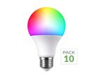 Pack de  10 - Ampoule LED Connectée Wifi E27 8.5W RGBW A60