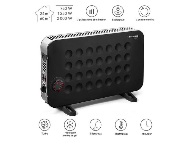 Convecteur soufflant design électrique monophasé noir TCH 25 E - TROTEC