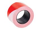Manutan Expert - Ruban de Signalisation Chantier Rouge/Blanc 200m x 75mm - Polyéthylène Durable - Idéal Parking