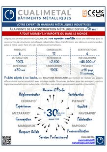 EXPERIENCE DANS LES HANGARS MÉTALLIQUES