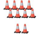 Manutan Expert - Cône de signalisation avec bande réfléchissante - Lot de 10 - Orange 300mm PVC recyclé