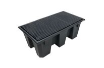 Manutan Expert - Bac de rétention plastique 2 futs 220L - Caillebotis PE - Résistant acides bases - Éco-responsable