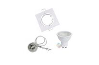 Kit Spot LED GU10 Orientable Carré BLANC avec Ampoule LED 8W - Blanc Froid 6000K - 8000K