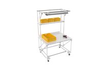 CC 20321-01 Table de travail mobile avec rebord, étagère de picking plate et lumière LED