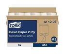 Tork - Bobine d'essuyage Basic Blanche 2 plis - 160m - Usage alimentaire - Éco-responsable