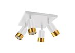 Plafonnier 4 Spots Orientables Carré OR pour Ampoule GU10 - Blanc