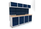 Établi d'atelier industriel 2480 mm PRACO M T16 - Plateau en hêtre massif - Éclairage LED - Tiroirs et armoire MW Tools PRAM2480T16