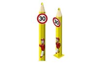 Totem école gros crayon avec panneau limitation de vitesse 30 km/h