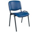 Manutan Expert - Chaise visiteurs et polyvalente Classic str noire vinyle bleu - Empilable, Livrée montée, Garantie 10 ans