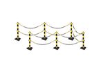 Manutan Expert - Poteau de guidage à chaîne Noir/Jaune - Set de 6 poteaux + 6 socles + 14 chaînes 2m - PVC - Intérieur/Extérieur - Entrepôt