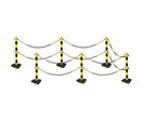 Manutan Expert - Poteau de guidage à chaîne Noir/Jaune - Set de 6 poteaux + 6 socles + 14 chaînes 2m - PVC - Intérieur/Extérieur - Entrepôt