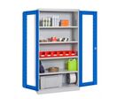 Armoire haute d'atelier à portes battantes transparentes