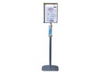 Poteau Distributeur Flacons Gel + Cadre A3 Gris 158cm