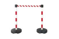 Kit 2 Poteaux Pvc R/b Socle À Lester Une Sangle Hachurée 50 Mm X 5 M