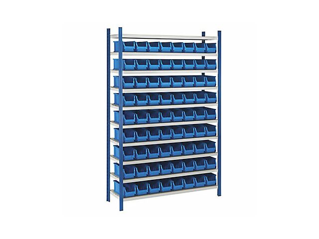 Pack rayonnage - TRANSLUCIDE 72 bacs 10 tablettes 1240 x 400 x 2000 mm