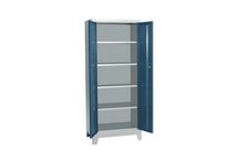 Vinco - Armoire à portes battantes - Gris/Bleu - 800x530x1950mm - 4 tablettes - Acier - Éco-responsable